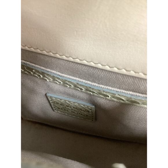 Giorgio Armani Purse Womens Crossbody Snakeskin Gold Hardware Inside PocketCream - Picture 5 of 8